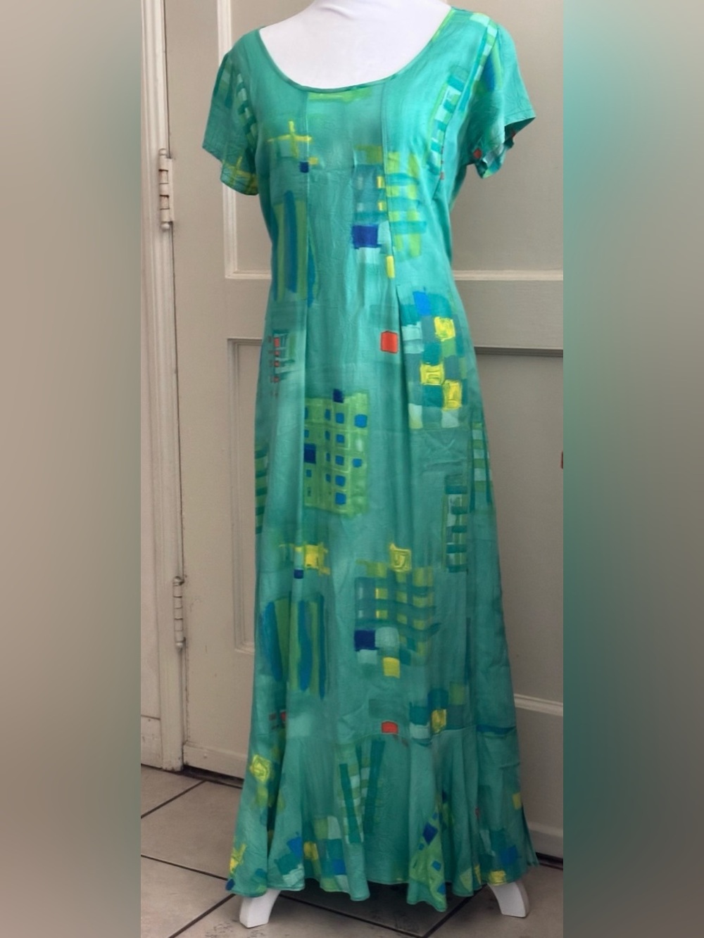 Vintage Jams World Women’s Teal Green Printed Maxi Dress